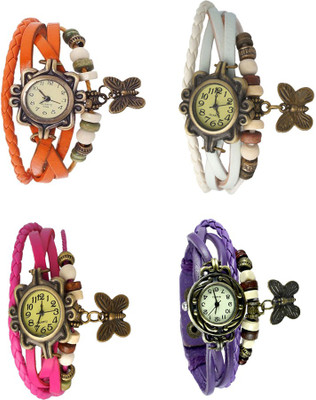 

Kissu Vintage Rakhi Combo of 4 Orange, Pink, White And Purple Watch - For Women