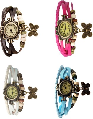 NS18 Vintage Butterfly Rakhi Combo of 4 Brown, White, Pink And Sky Blue Analog Watch  - For Women   Watches  (NS18)