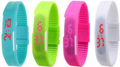 

Kissu Led Magnet Band Combo of 4 Sky Blue, Green, Pink And White Watch - For Men & Women