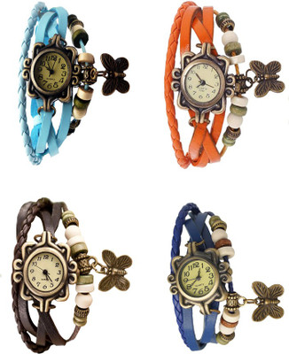 

NS18 Vintage Butterfly Rakhi Combo of 4 Sky Blue, Brown, Orange And Blue Watch - For Women