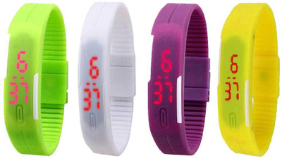 

Kissu Led Magnet Band Combo of 4 Green, White, Purple And Yellow Watch - For Men & Women