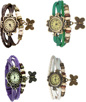 

Kissu Vintage Rakhi Combo of 4 Brown, Purple, Green And White Watch - For Women