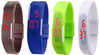 NS18 Silicone Led Magnet Band Combo of 4 Brown, Blue, Green And White Digital Watch  - For Boys & Girls   Watches  (NS18)