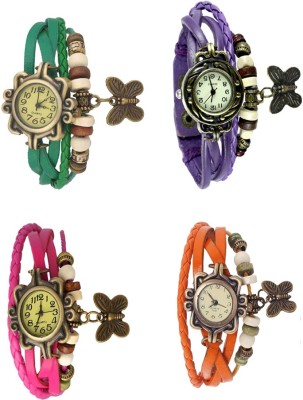 NS18 Vintage Butterfly Rakhi Combo of 4 Green, Pink, Purple And Orange Analog Watch  - For Women   Watches  (NS18)