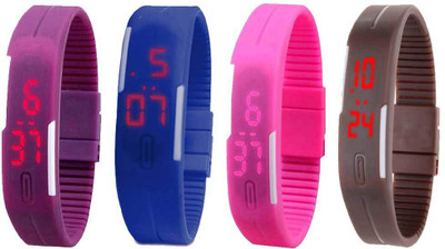 

Kissu Led Magnet Band Combo of 4 Purple, Blue, Pink And Brown Watch - For Men & Women