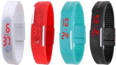 NS18 Silicone Led Magnet Band Combo of 4 White, Red, Sky Blue And Black Digital Watch  - For Boys & Girls   Watches  (NS18)