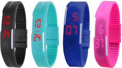 NS18 Silicone Led Magnet Band Combo of 4 Black, Sky Blue, Blue And Pink Digital Watch  - For Boys & Girls   Watches  (NS18)