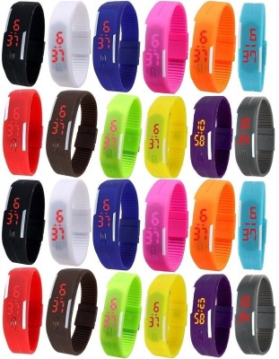 Haunt MPORTED Unisex Multicolor Pack of 24 Rubber Jelly Slim Silicone Sports Led Smart Band Digital Watch  - For Boys & Girls   Watches  (Haunt)