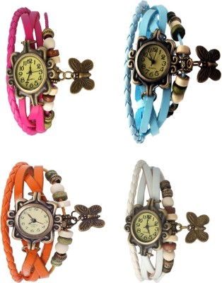 NS18 Vintage Butterfly Rakhi Combo of 4 Pink, Orange, Sky Blue And White Analog Watch  - For Women   Watches  (NS18)