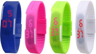 NS18 Silicone Led Magnet Band Combo of 4 Blue, Pink, Green And White Watch  - For Boys & Girls   Watches  (NS18)