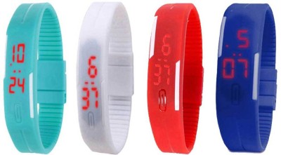 NS18 Silicone Led Magnet Band Combo of 4 Sky Blue, White, Red And Blue Digital Watch  - For Boys & Girls   Watches  (NS18)