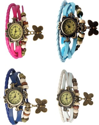 NS18 Vintage Butterfly Rakhi Combo of 4 Pink, Blue, Sky Blue And White Analog Watch  - For Women   Watches  (NS18)