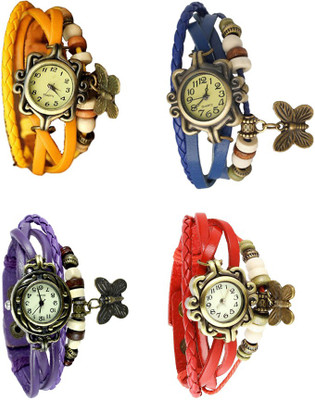 

Kissu Vintage Rakhi Combo of 4 Yellow, Purple, Blue And Red Watch - For Women