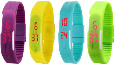 

Kissu Led Magnet Band Combo of 4 Purple, Yellow, Sky Blue And Green Watch - For Men & Women