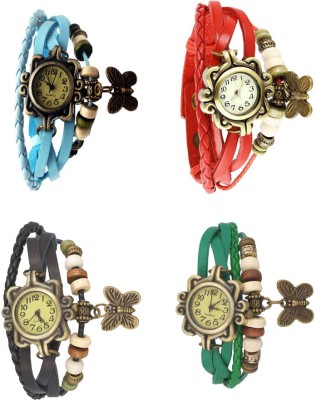 NS18 Vintage Butterfly Rakhi Combo of 4 Sky Blue, Black, Red And Green Analog Watch  - For Women   Watches  (NS18)