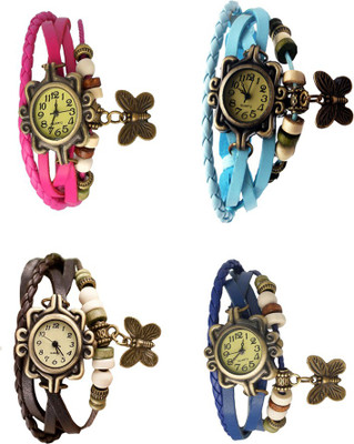 

Kissu Vintage Rakhi Combo of 4 Pink, Brown, Sky Blue And Blue Watch - For Women
