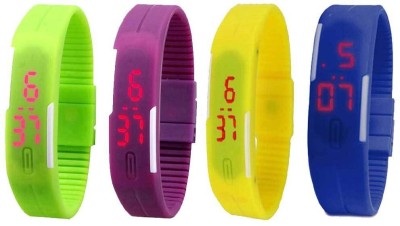 NS18 Silicone Led Magnet Band Combo of 4 Green, Purple, Yellow And Blue Digital Watch  - For Boys & Girls   Watches  (NS18)
