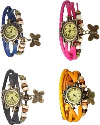 NS18 Vintage Butterfly Rakhi Combo of 4 Blue, Black, Pink And Yellow Watch  - For Women   Watches  (NS18)