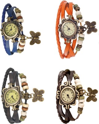 NS18 Vintage Butterfly Rakhi Combo of 4 Blue, Black, Orange And Brown Analog Watch  - For Women   Watches  (NS18)