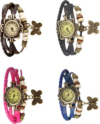 NS18 Vintage Butterfly Rakhi Combo of 4 Brown, Pink, Black And Blue Analog Watch  - For Women   Watches  (NS18)