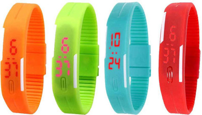 

Kissu Led Magnet Band Combo of 4 Orange, Green, Sky Blue And Red Watch - For Men & Women