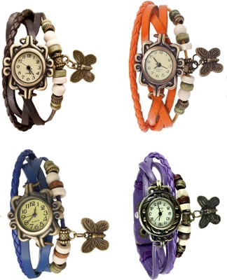 NS18 Vintage Butterfly Rakhi Combo of 4 Brown, Blue, Orange And Purple Analog Watch  - For Women   Watches  (NS18)