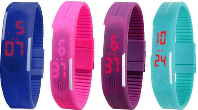 

Kissu Led Magnet Band Combo of 4 Blue, Pink, Purple And Sky Blue Watch - For Men & Women