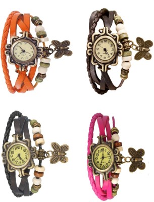 NS18 Vintage Butterfly Rakhi Combo of 4 Orange, Black, Brown And Pink Analog Watch  - For Women   Watches  (NS18)