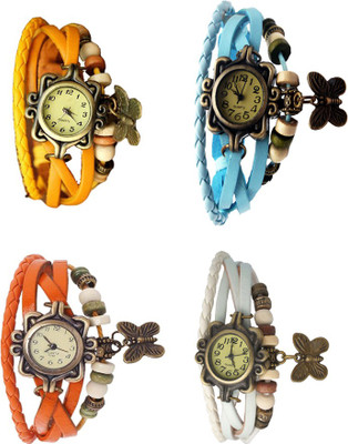 

NS18 Vintage Butterfly Rakhi Combo of 4 Yellow, Orange, Sky Blue And White Watch - For Women