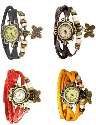 NS18 Vintage Butterfly Rakhi Combo of 4 Black, Red, Brown And Yellow Analog Watch  - For Women   Watches  (NS18)