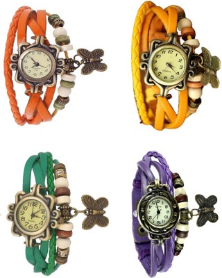 NS18 Vintage Butterfly Rakhi Combo of 4 Orange, Green, Yellow And Purple Analog Watch  - For Women   Watches  (NS18)