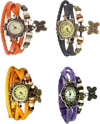 NS18 Vintage Butterfly Rakhi Combo of 4 Orange, Yellow, Black And Purple Analog Watch  - For Women   Watches  (NS18)
