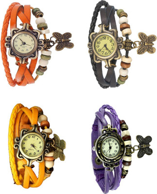 

Kissu Vintage Rakhi Combo of 4 Orange, Yellow, Black And Purple Watch - For Women