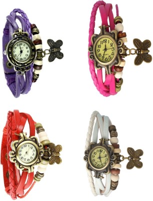 NS18 Vintage Butterfly Rakhi Combo of 4 Purple, Red, Pink And White Analog Watch  - For Women   Watches  (NS18)