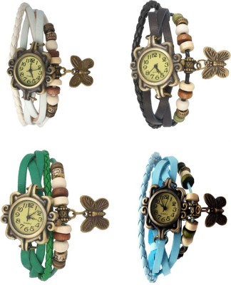 NS18 Vintage Butterfly Rakhi Combo of 4 White, Green, Black And Sky Blue Analog Watch  - For Women   Watches  (NS18)