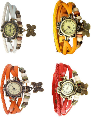 

NS18 Vintage Butterfly Rakhi Combo of 4 White, Orange, Yellow And Red Watch - For Women