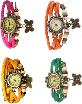 

Kissu Vintage Rakhi Combo of 4 Pink, Yellow, Orange And Green Watch - For Women