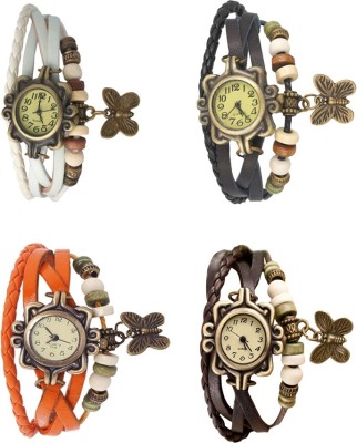 NS18 Vintage Butterfly Rakhi Combo of 4 White, Orange, Black And Brown Analog Watch  - For Women   Watches  (NS18)