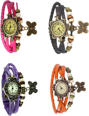 

Kissu Vintage Rakhi Combo of 4 Pink, Purple, Black And Orange Watch - For Women
