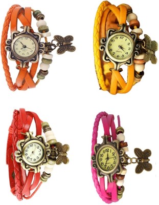 NS18 Vintage Butterfly Rakhi Combo of 4 Orange, Red, Yellow And Pink Analog Watch  - For Women   Watches  (NS18)