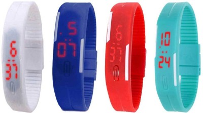 NS18 Silicone Led Magnet Band Watch Combo of 4 White, Blue, Red And Sky Blue Digital Watch  - For Couple   Watches  (NS18)