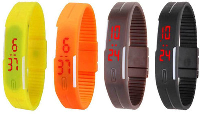 

Kissu Led Magnet Band Combo of 4 Yellow, Orange, Brown And Black Watch - For Men & Women