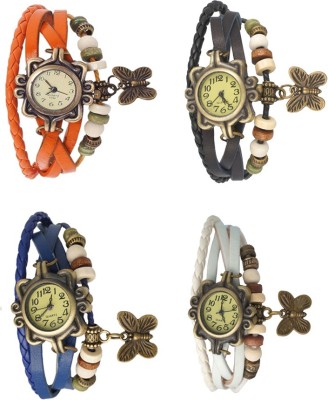 NS18 Vintage Butterfly Rakhi Combo of 4 Orange, Blue, Black And White Analog Watch  - For Women   Watches  (NS18)