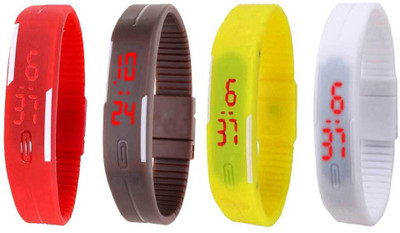

Kissu Led Magnet Band Combo of 4 Red, Brown, Yellow And White Watch - For Men & Women