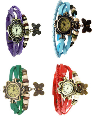 

Kissu Vintage Rakhi Combo of 4 Purple, Green, Sky Blue And Red Watch - For Women