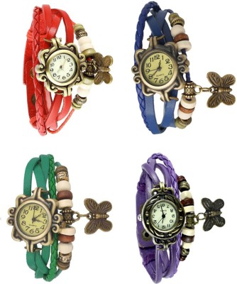 NS18 Vintage Butterfly Rakhi Combo of 4 Red, Green, Blue And Purple Analog Watch  - For Women   Watches  (NS18)