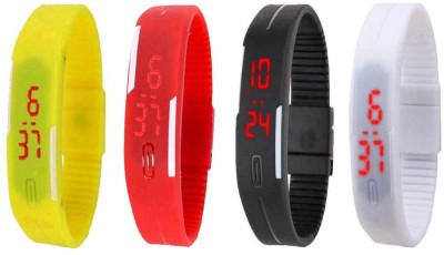 NS18 Silicone Led Magnet Band Combo of 4 Yellow, Red, Black And White Digital Watch  - For Boys & Girls   Watches  (NS18)