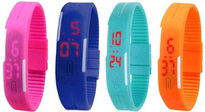 NS18 Silicone Led Magnet Band Combo of 4 Pink, Blue, Sky Blue And Orange Digital Watch  - For Boys & Girls   Watches  (NS18)