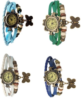 NS18 Vintage Butterfly Rakhi Combo of 4 Sky Blue, White, Green And Blue Analog Watch  - For Women   Watches  (NS18)