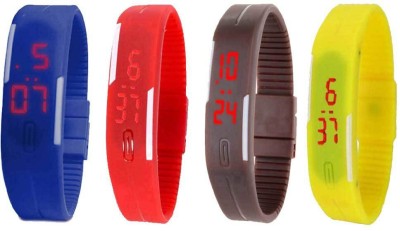 NS18 Silicone Led Magnet Band Combo of 4 Blue, Red, Brown And Yellow Digital Watch  - For Boys & Girls   Watches  (NS18)